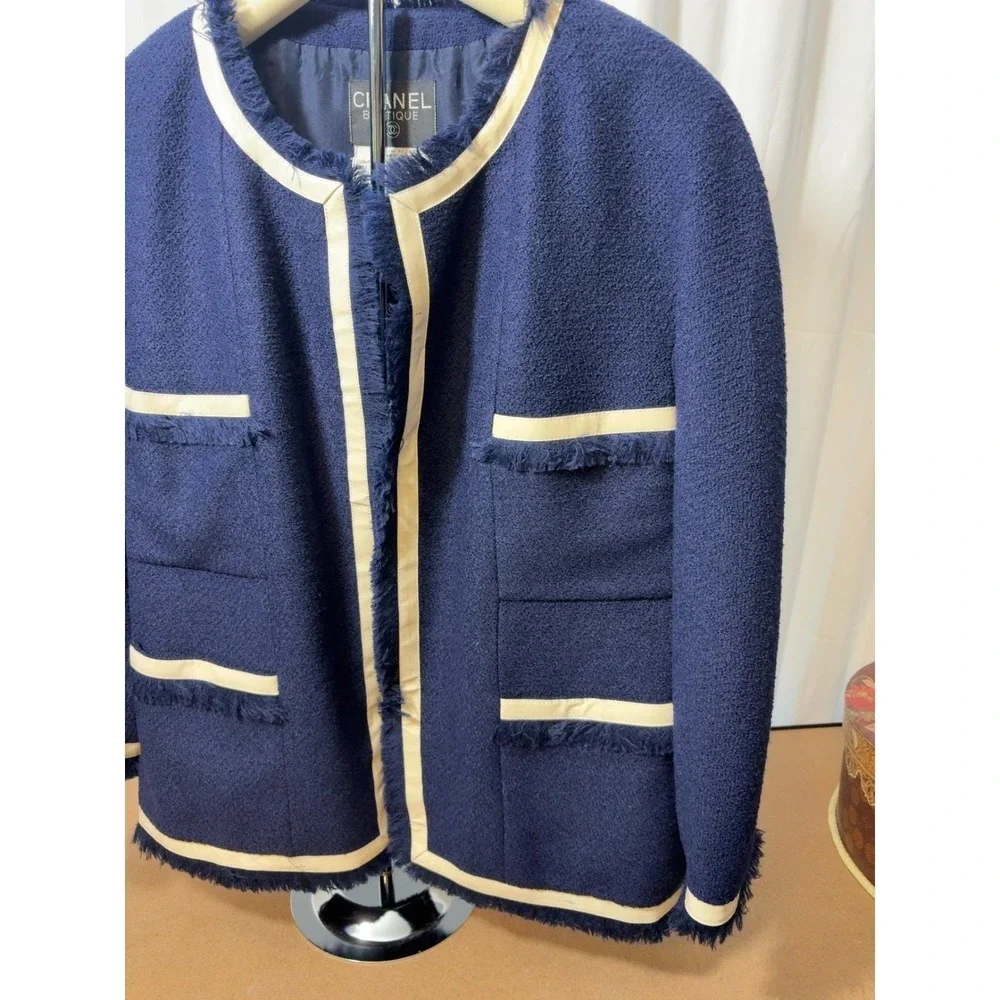Vintage CHANEL Boutique Wool Jacket Karl Lagerfeld France 42 Restoration Piece